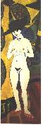 Ernst Ludwig Kirchner Female nude with black hat oil painting on canvas